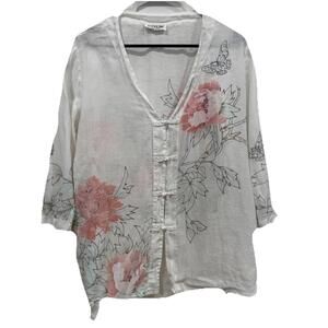Women’s CITRON blouse Button Up (22” Pit‎ To Pit) Floral  (ALTERED)